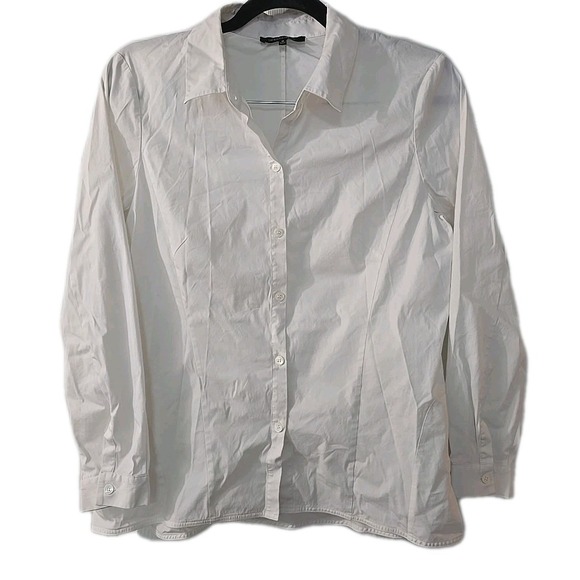 Lafayette 148 Women's Stretch Button Up Long Sleeve White Shirt Size 10 Medium - Picture 1 of 5